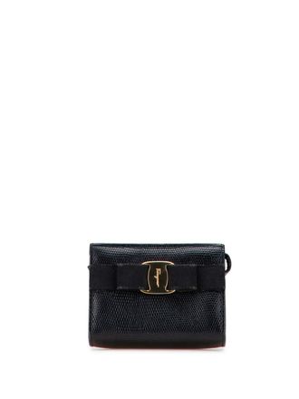 Ferragamo 2007-2024 Embossed Lizard Leather Vara Bow pouch - women - Calf Leather/Leather - One Size - Black