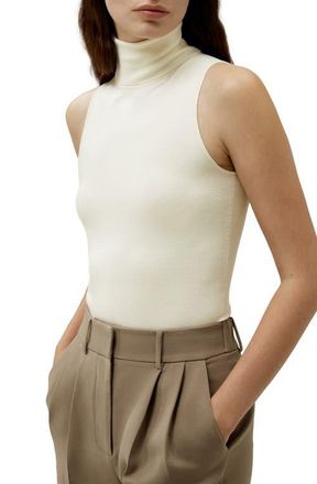 LilySilk Womens Minimalist Sleeveless Turtleneck Silk-Nylon Top in White at Nordstrom, Size Medium