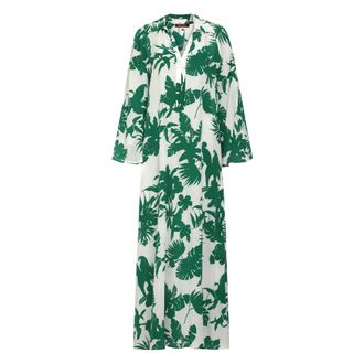 Max Mara Maxi Dresses, female, Green, Size: XS Livrea Printed Silk Dress