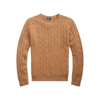 Polo Ralph Lauren Kabelgebreide Kasjmier Trui - Dames - Cashmere truien - Bruin - XS - Kasjmier - Truien & Vesten