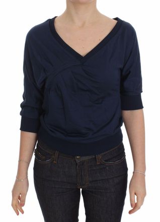 Exte Womens Vneck Knit Top Casual Style - Dark Blue