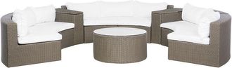 Beliani Beliani - Garden Patio Faux Rattan U-Shaped Conversation Set Storage Brown Severo