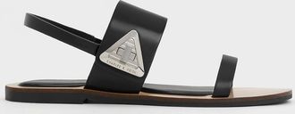 Charles & Keith Trice Metallic Accent Double Strap Sandals