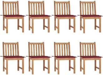 vidaXL Sillas De Jard&iacute;n 8 Unidades Madera De Teca Con Cojines Vidaxl