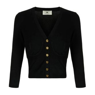 Elisabetta Franchi Gebreid vest in bustierstijl - Dames - Truien - Zwart - Maat: S Zijde