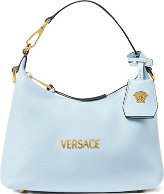 Versace logo-charm tote bag - women - Lamb Skin/Polyester - One Size - Blue