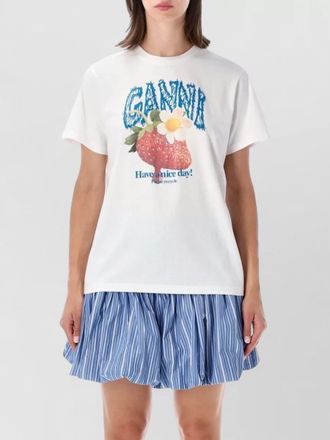 Ganni organic cotton strawberry print t-shirt