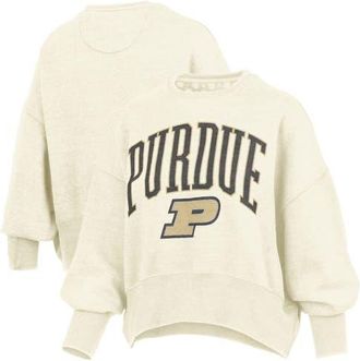 Pressbox Womens Pressbox Natural Purdue Boilermakers Oversized Waist-Length Crewneck Sweatshirt at Nordstrom, Size Xx-Large