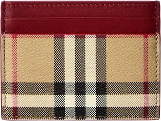 Burberry E-Check Canvas & Leather Card Case