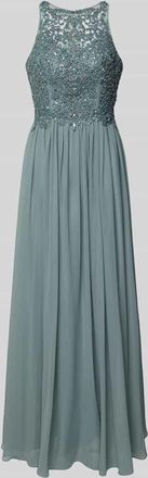 Laona Abendkleid mit floralen Stickereien und Ziersteinen in Schilf, Gr&ouml;&szlig;e 32