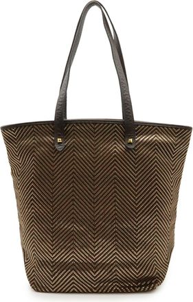 Herm&egrave;s Dark Brown Leather Polyester Shoulder Bag Tote Bag (Pre-Owned)