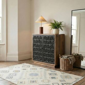Furniturebox Rainier Square Walnut Wood Decorative Sideboard