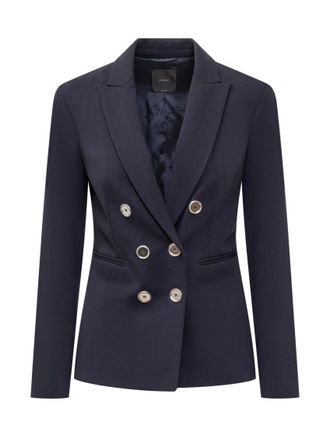 Pinko Blue Solid Notched Lapel Blazer