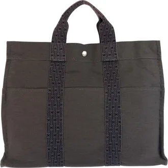 Herm&egrave;s Gray Polyamide Polyester Handbag Tote Bag (Pre-Owned)