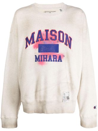 Miharayasuhiro logo-print cotton sweatshirt - men - Cotton - 52 - Neutrals