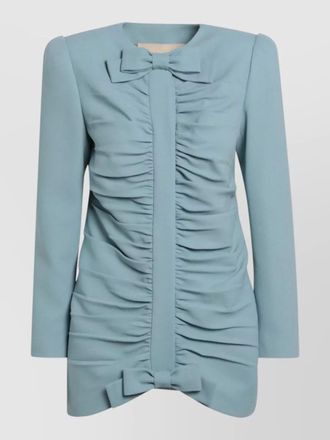 Valentino ruched coat long sleeves structured shoulders bow
