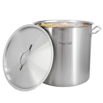 MegaChef Professional Kitchen 26.4 Quart Large Round Stainless Steel Stock Pot with Lid in Grey at Nordstrom