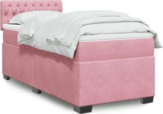vidaXL Vidaxl - Cama Box Spring Con Colch&oacute;n Terciopelo Rosa 90x200 Cm