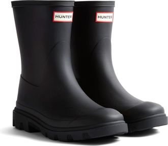 Hunter Downpour Short Rubber Womens Black Wellington Boots - Size UK 8