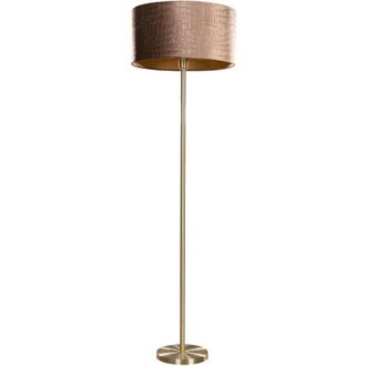 QAZQA Lampada da terra con paralume simplo shade - Classico - Acciaio,Velluto,Tessuto - Ottone/Bronzo/Oro - Tondo/Oblungo Max. 1 x Watt - Qazqa