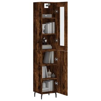 Berkfield Home Highboard Smoked Oak 34.5x34x180 cm Engineered Wood in Brown