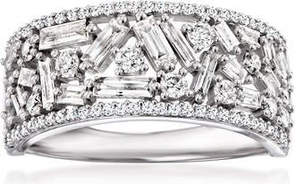 Ross-Simons Round and Baguette Diamond Ring in 14kt White Gold