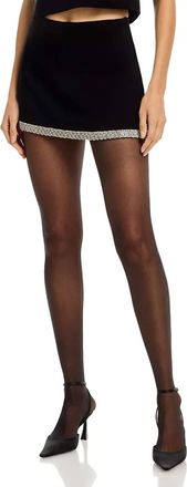 Alice & Olivia Rubi Embellished Trim Mini Skirt In Black