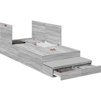 vidaXL Cama Con Almacenamiento Gris Sonoma 236.5 X 100 X 31.5 Cm Vidaxl