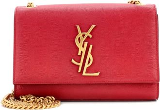 Saint Laurent Deconstructed Monogram Grainy Leather Medium crossbody bag - Rood