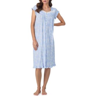 Eileen West Waltz Floral Nightgown in Blue/Prt at Nordstrom, Size X-Large