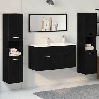 vidaXL Set Di Mobili Per Il Bagno 4 Pcs Rovere Nero 41 X 38.5 X 46 Cm - Vidaxl