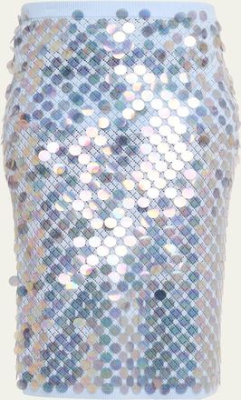 Zankov Sequined Wool-Cashmere Pointelle Knit Midi Skirt