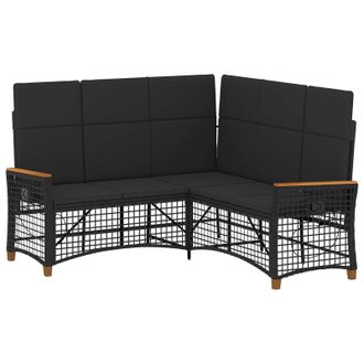 vidaXL Conjunto De Sof&aacute; Reclinable De Jard&iacute;n Negro 164 X 164 X 112 Cm Vidaxl