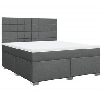 vidaXL Cama Box Spring Con Colch&oacute;n Tela Gris Oscuro 180x200 Cm Vidaxl
