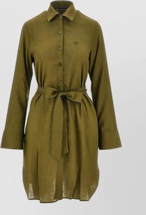 Emporio Armani long sleeve silk shirt dress tie waist