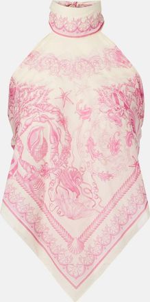 Versace Top Underwater Barocco in cotone e seta