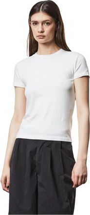 Thom Krom T-shirt met ronde hals en slim fit - Dames - T-shirts - Wit - L - Katoen - Tops