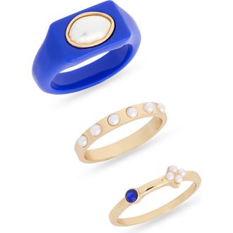 Leith 3-Pack Assorted Rings in Blue Multi- Gold at Nordstrom Rack, Size Medium/large
