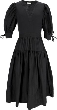 Ulla Johnson Pre-owned Womens Cintia Puffed Sleeve Midi Dress in Black Cotton - Size Small