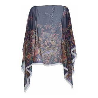 Etro Ponchos, female, Multicolor, ONE SIZE, Paisley Silk Cape