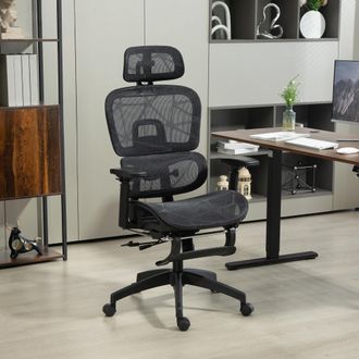 STILVORA Stilvora Poltrona Da Ufficio Ergonomica Regolabile Con Schienale Reclinabile E Poggiapiedi, In Poliestere, Nero