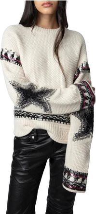 Zadig&Voltaire Maglione Kanson in cashmere con paillettes - - Knitwear - Donna - Bianco - M