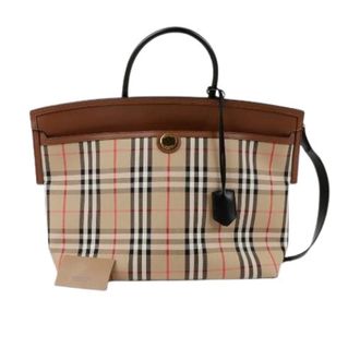 Burberry Pre-owned Tote Bags, female, Brown, Size: ONE SIZE Pre-owned Society Medium Tote Shoulder Bag