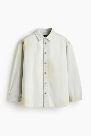 H&M Oversized Fit Denim Shirt in Pale Denim Blue at Nordstrom, Size Xx-Large