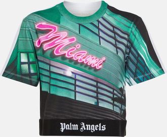 Palm Angels Printed cropped cotton T-shirt