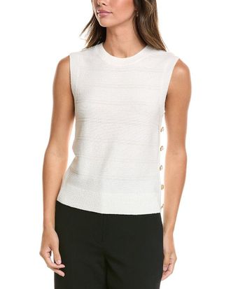 St. John Crew Side Placket Wool-Blend Tank
