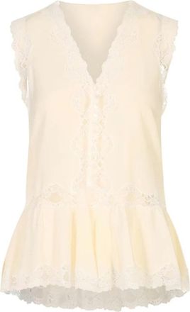 Chlo&eacute; Mouwloze Peplum Top - Dames - Tops zonder mouwen - Wit - XS - Katoen - Tops