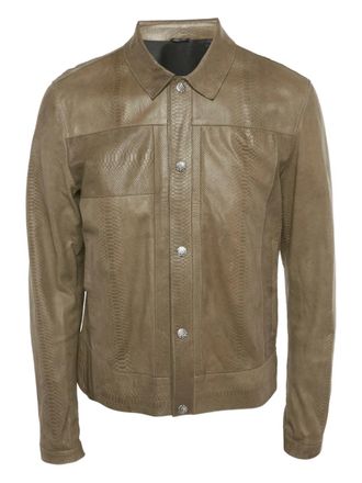 Roberto Cavalli reptile-textured leather jacket - Brown