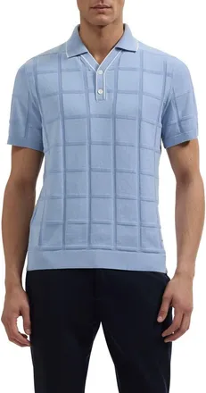 Bugatchi Grid Short Sleeve Cotton & Modal Sweater in Air Blue at Nordstrom, Size Xx-Large
