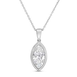 Diana M. Jewels 14kt white gold 8.00 ct lab grown marquise bezel with bail pendant